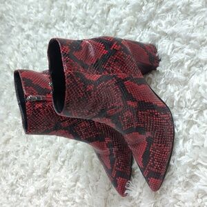 Marc Fisher Retire red snake bootie